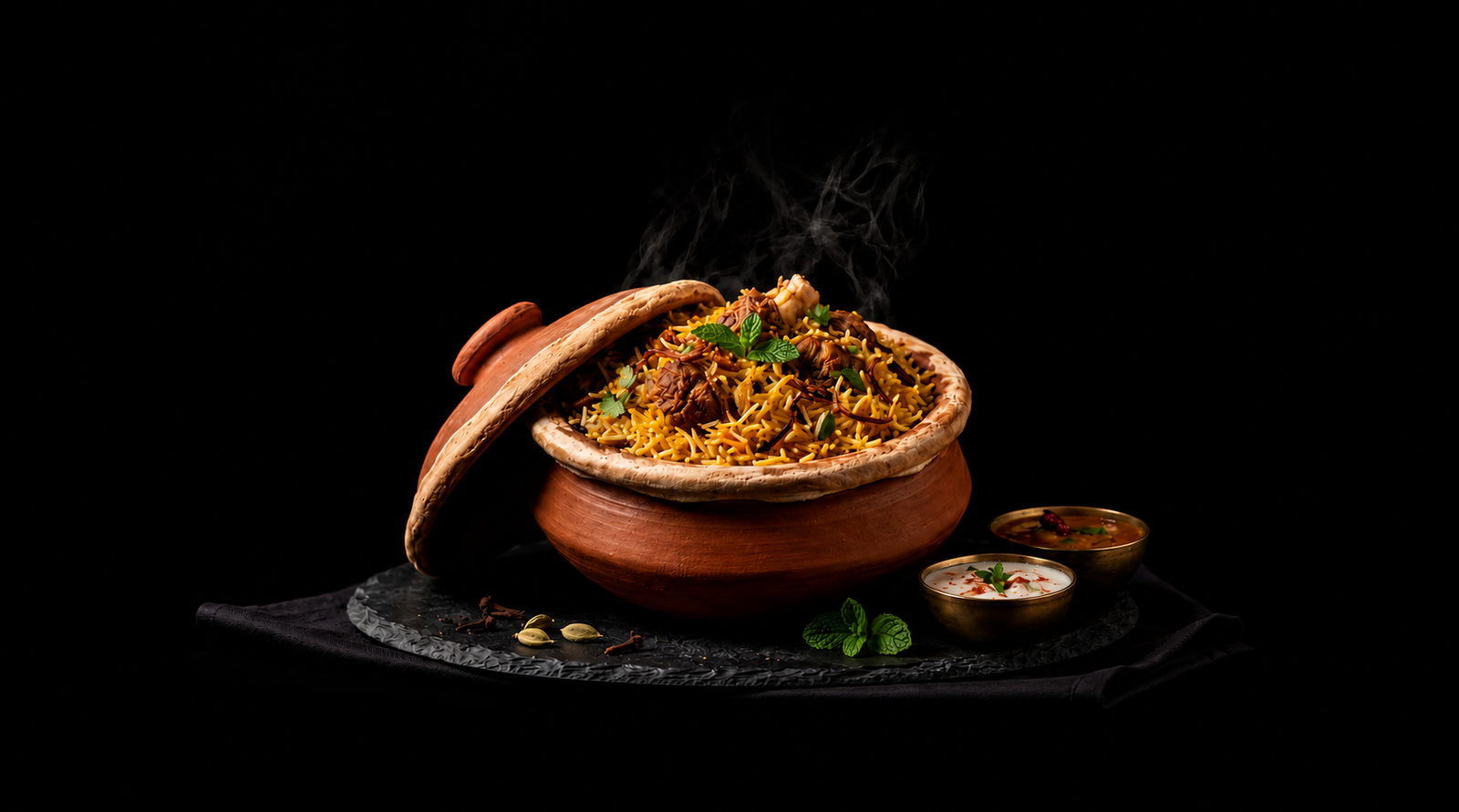 Mutton biryani, freshly plated